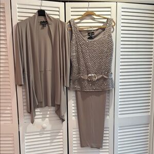 Chic, Frank Lyman Tan, Pencil Three Piece Pantsuit for Women